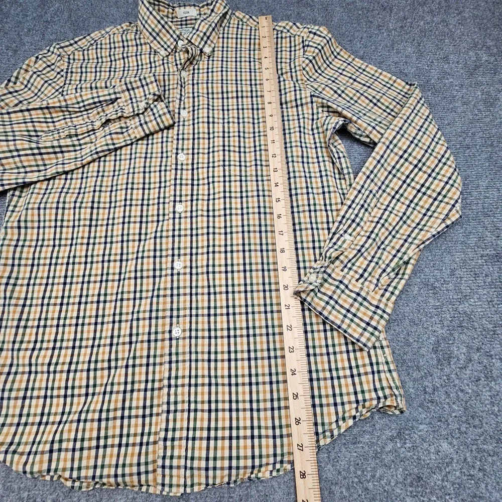 J. Crew Button Down Shirt Mens Large L Multicolor Check Slim Secret Wash Stretch